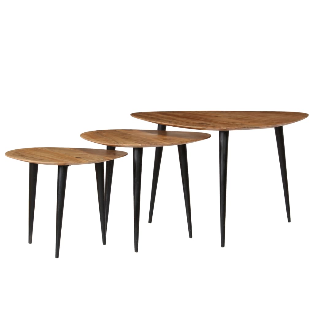 vidaXL Conjunto de mesas de centro 3 pcs madeira de acácia maciça
