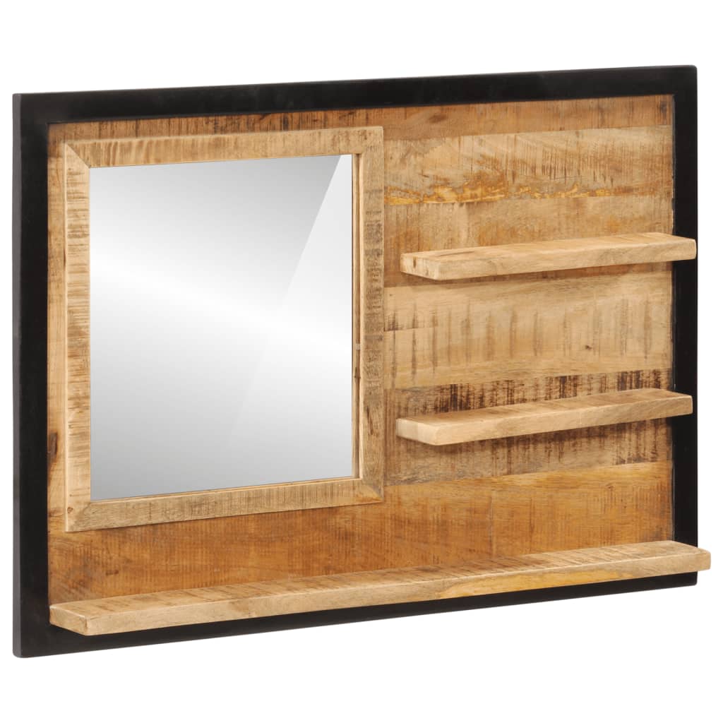 vidaXL Espelho com prateleiras 80x8x55 cm vidro e mangueira maciça