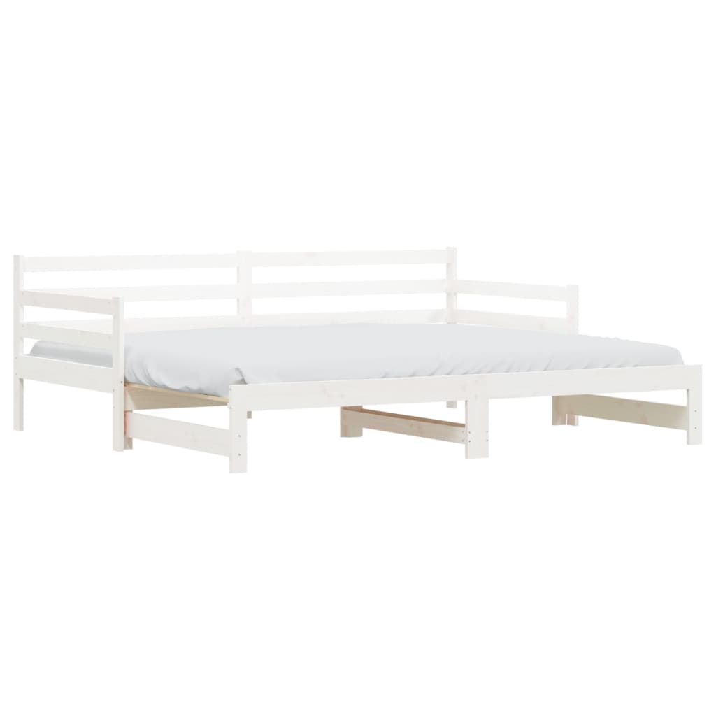 vidaXL Sofá-cama com gavetão 90x200 cm madeira de pinho maciça branco