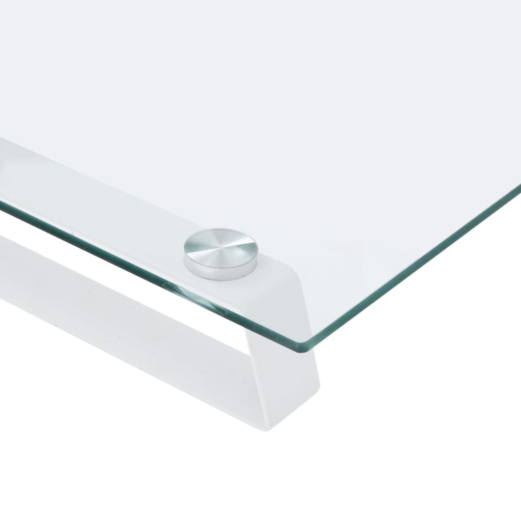 vidaXL Suporte para monitor 40x35x8 cm vidro temperado e metal branco