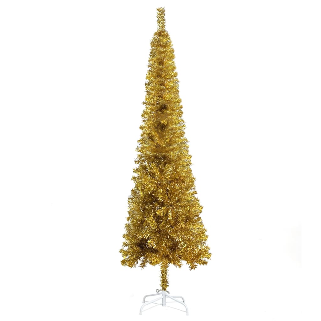 vidaXL Árvore de Natal fina 120 cm dourado