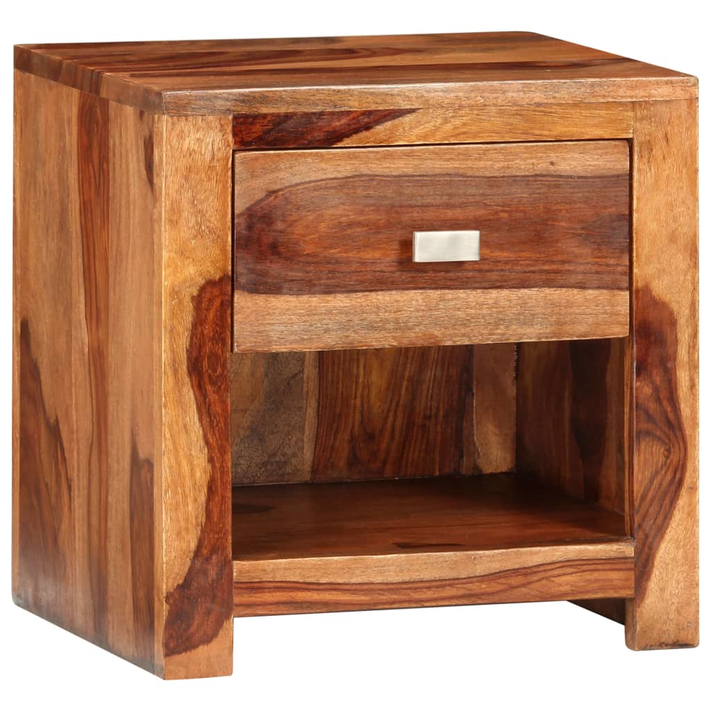 vidaXL Mesa de cabeceira com 1 gaveta, madeira de sheesham maciça