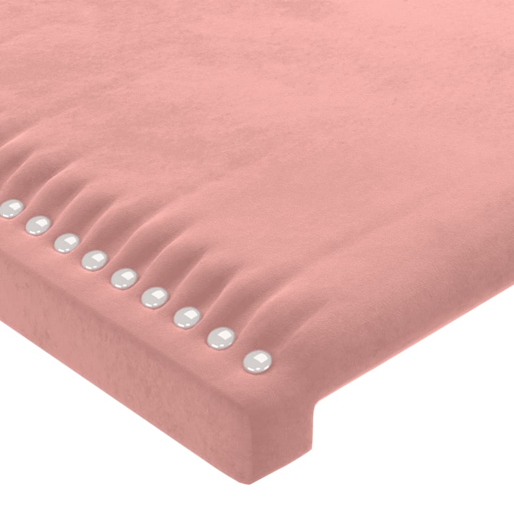 vidaXL Cabeceira de cama c/ luzes LED veludo 83x16x118/128 cm rosa