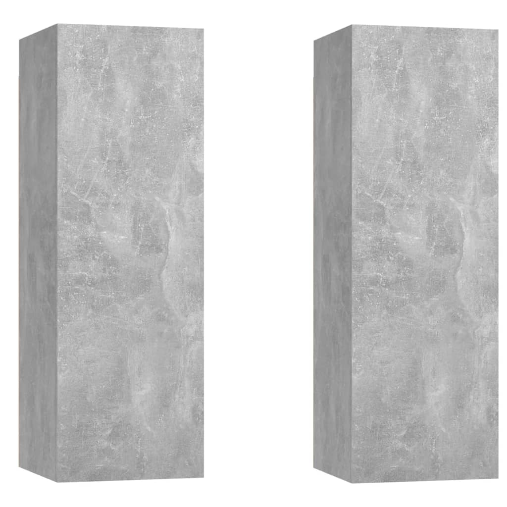 vidaXL Móveis de TV 2 pcs 30,5x30x90 cm contraplacado cinzento cimento