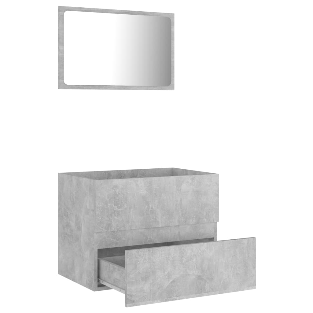 vidaXL 2 pcs conj. móveis casa de banho contraplacado cinzento cimento