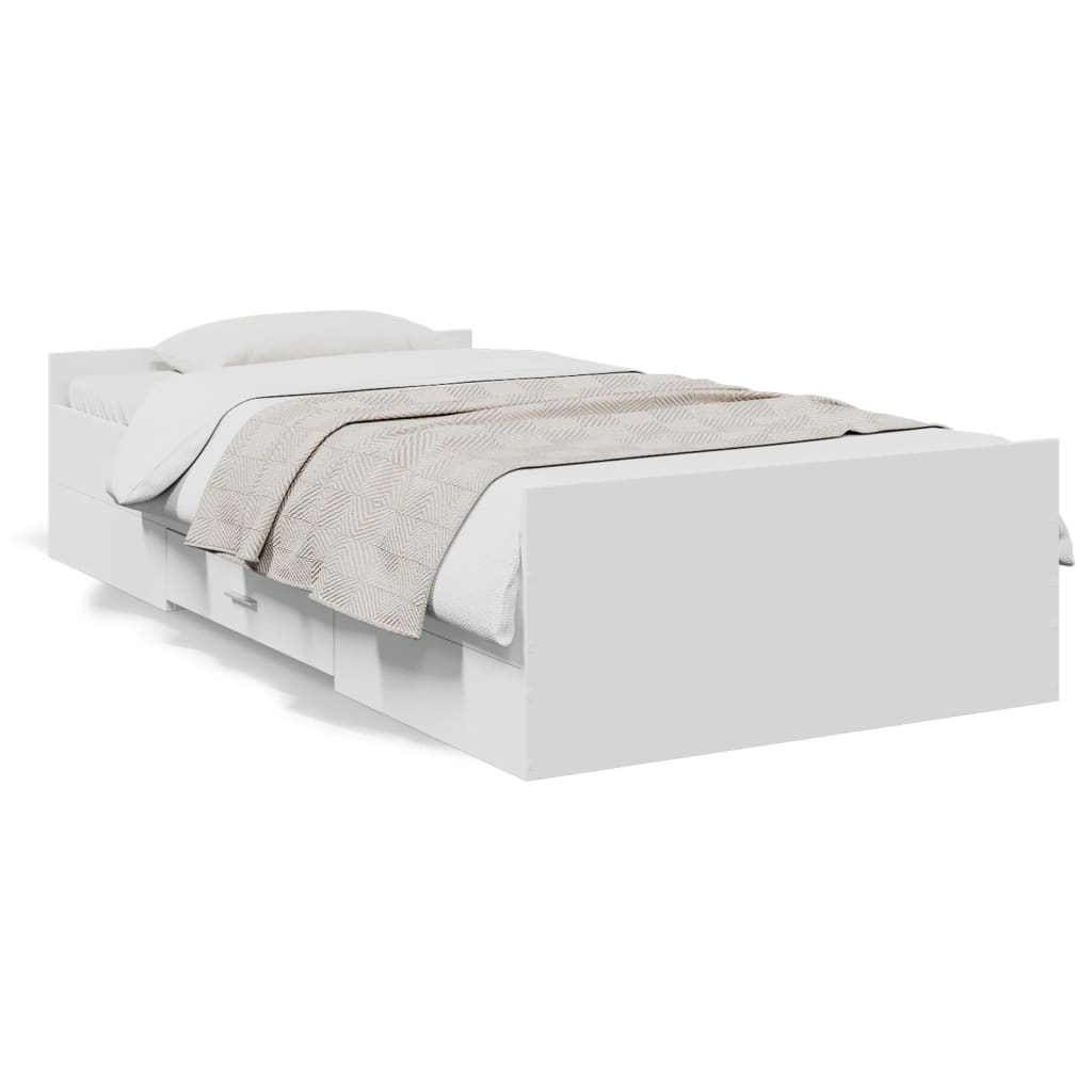 vidaXL Estrutura cama c/ gavetas 75x190 cm derivados de madeira branco