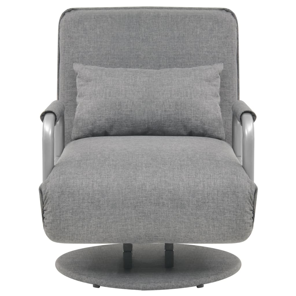 vidaXL Cadeira giratória e sofá-cama tecido cinzento-claro