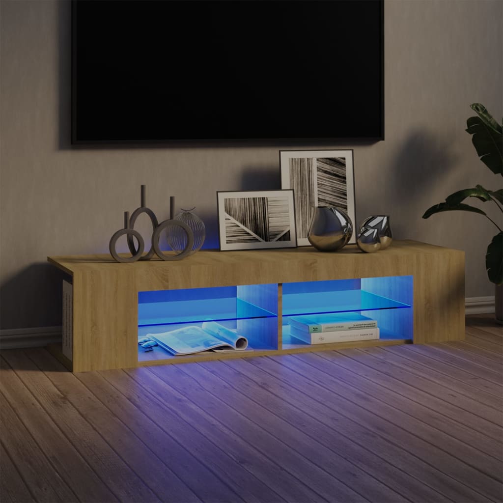 vidaXL Móvel de TV com luzes LED 135x39x30 cm carvalho sonoma