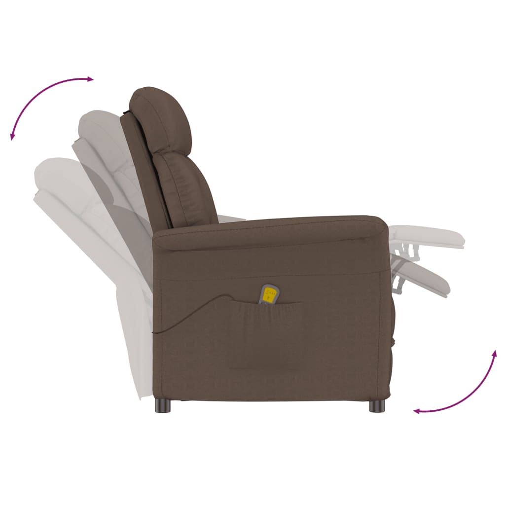 vidaXL Poltrona de massagens reclinável camurça artificial castanho