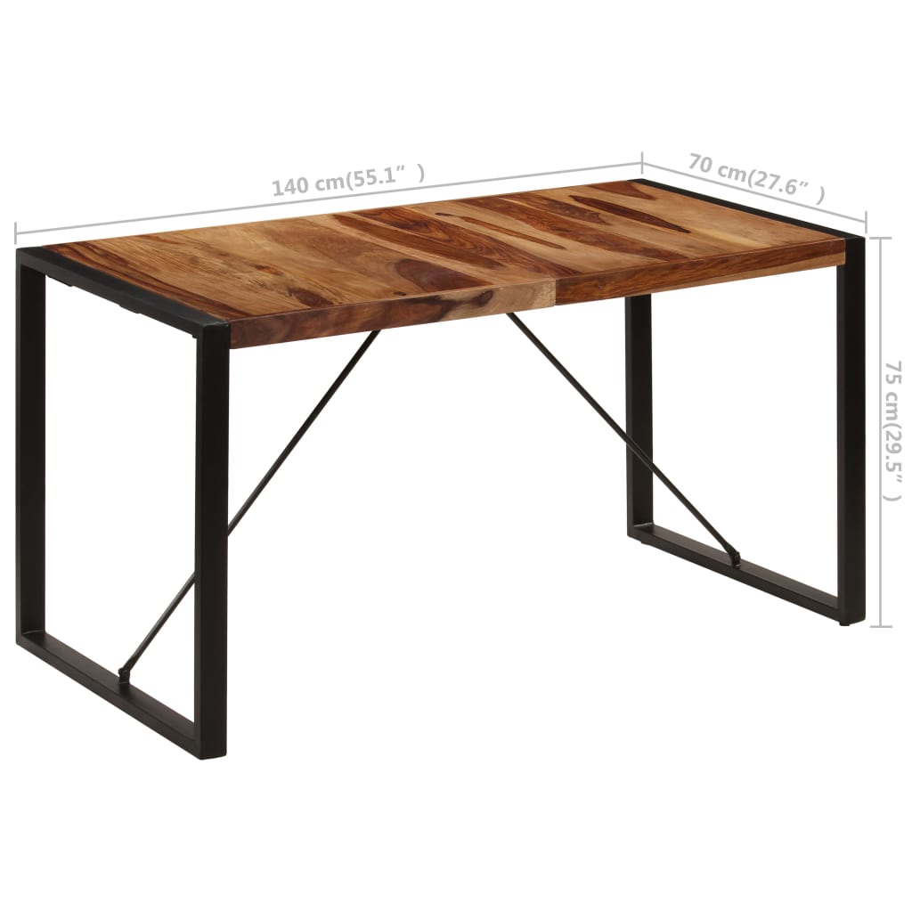 vidaXL Mesa de jantar 140x70x75 cm madeira de sheesham maciça
