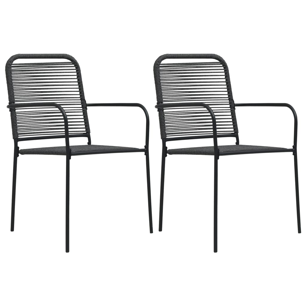 vidaXL Cadeiras de jardim 2 pcs corda de algodão e aço preto