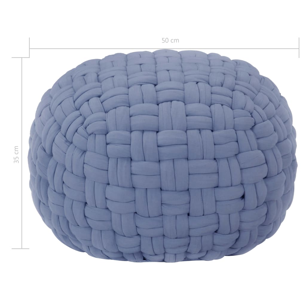 vidaXL Pufe design trançado 50x35 cm algodão azul