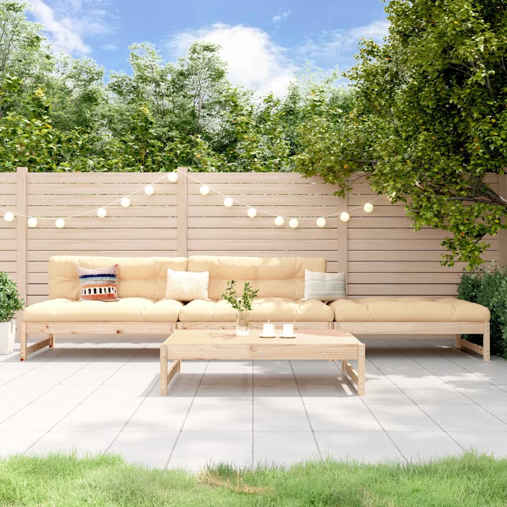 vidaXL 4 pcs conjunto lounge de jardim madeira de pinho maciça