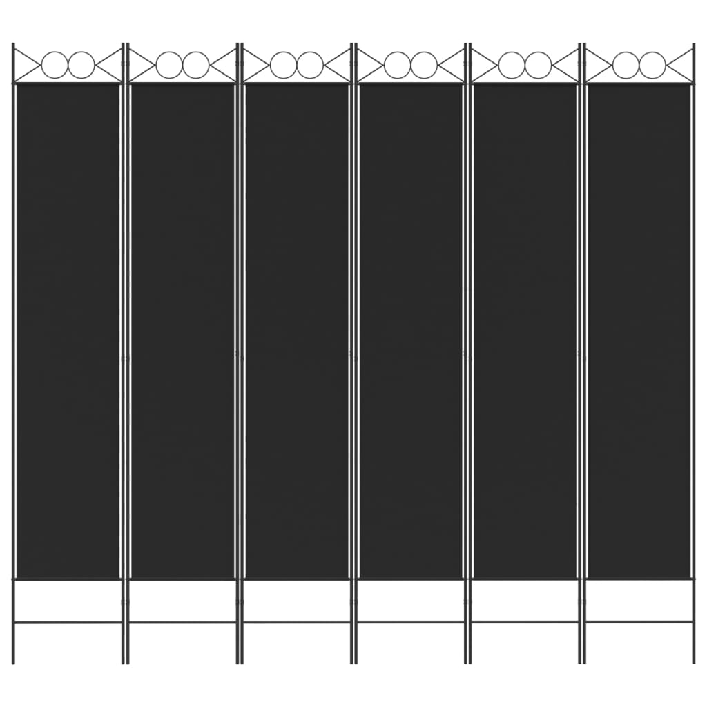vidaXL Divisória/biombo com 6 painéis 240x220 cm tecido preto