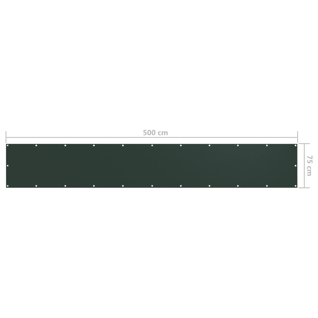 vidaXL Tela de varanda 75x500 cm tecido Oxford verde-escuro