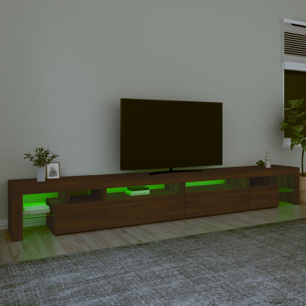 vidaXL Móvel de TV com luzes LED 290x36,5x40 cm cor carvalho castanho