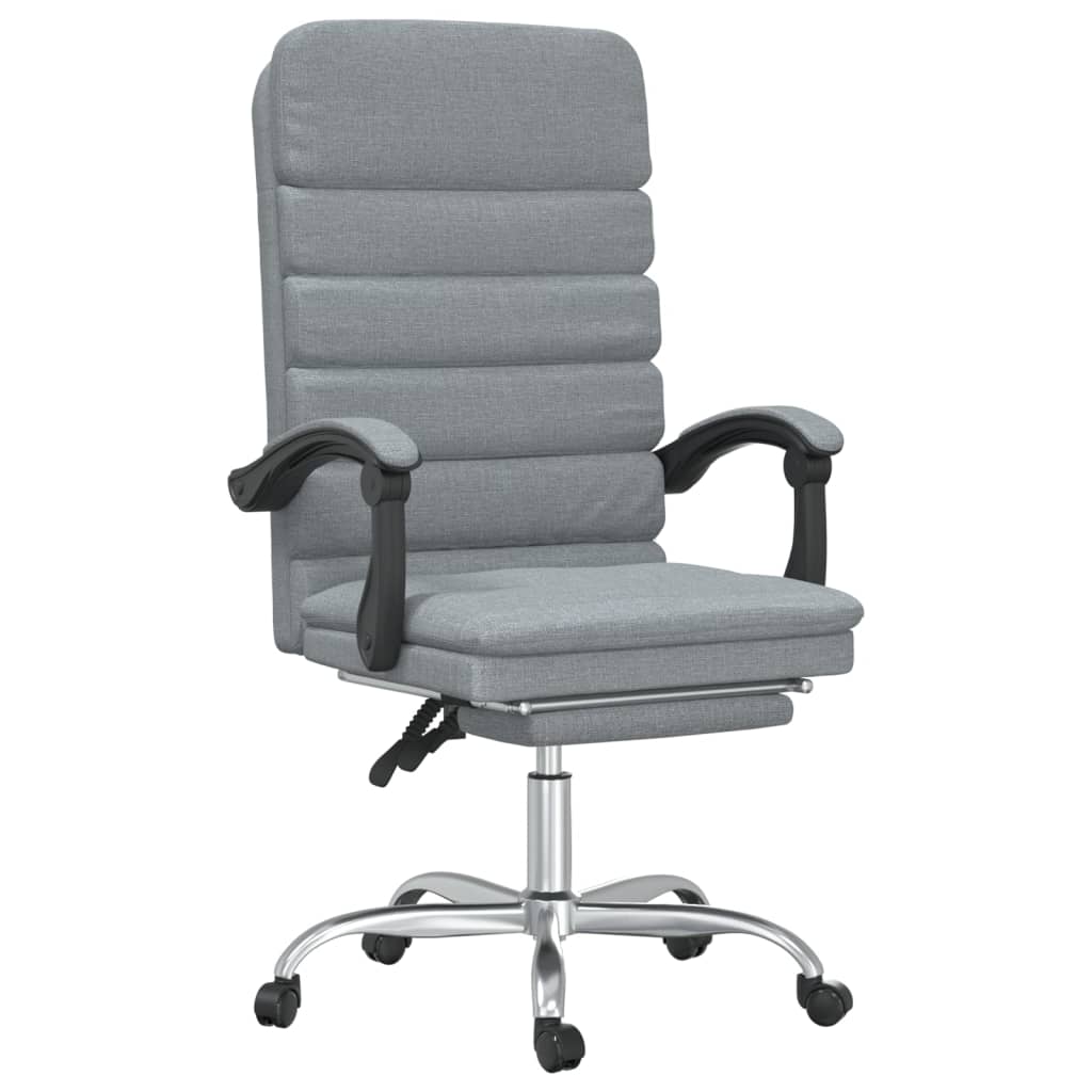 vidaXL Cadeira massagens escritório reclinável tecido cinzento-claro