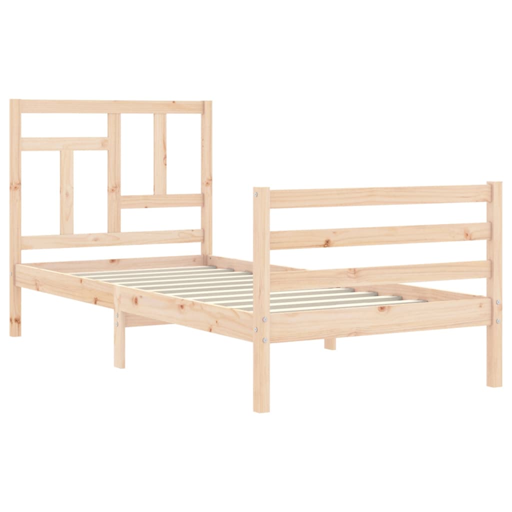 vidaXL Estrutura cama de solteiro c/ cabeceira madeira maciça