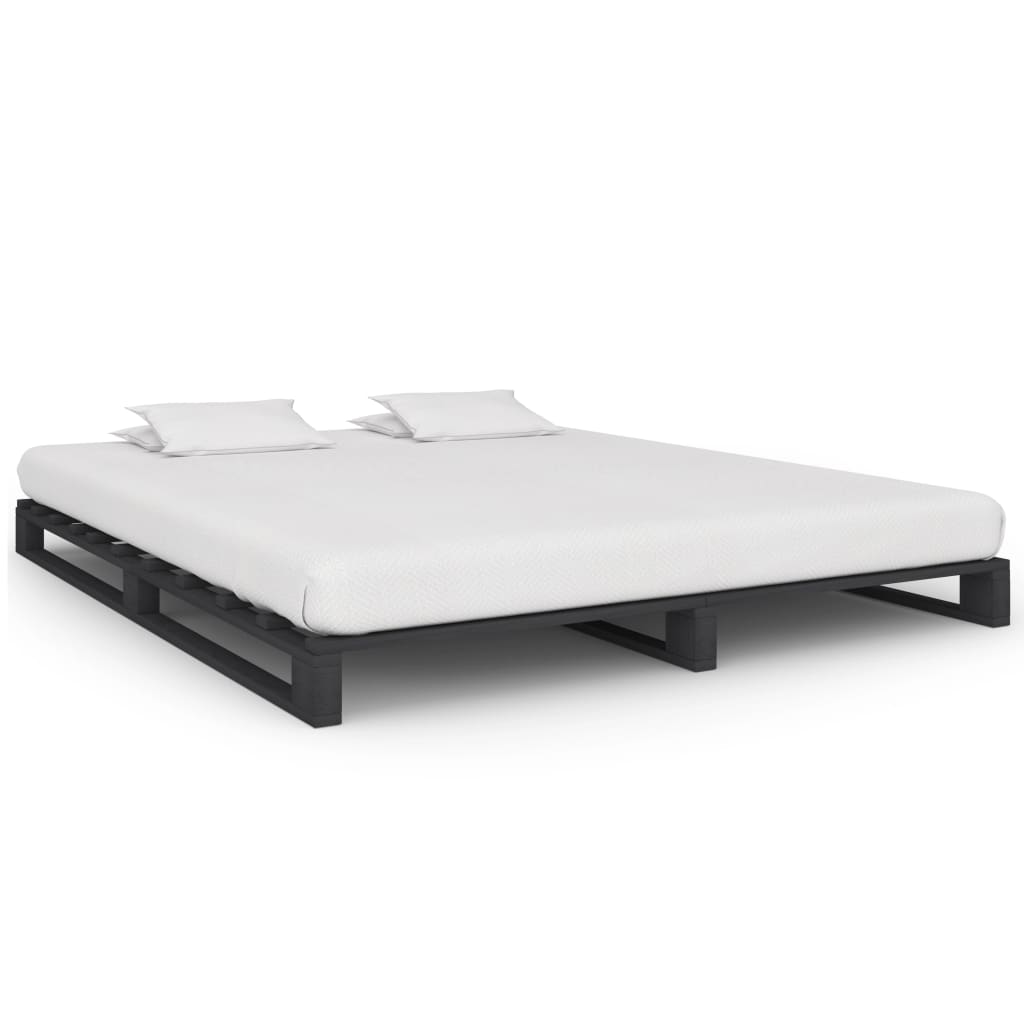 vidaXL Estrutura de cama em paletes pinho maciço 180x200 cm cinzento