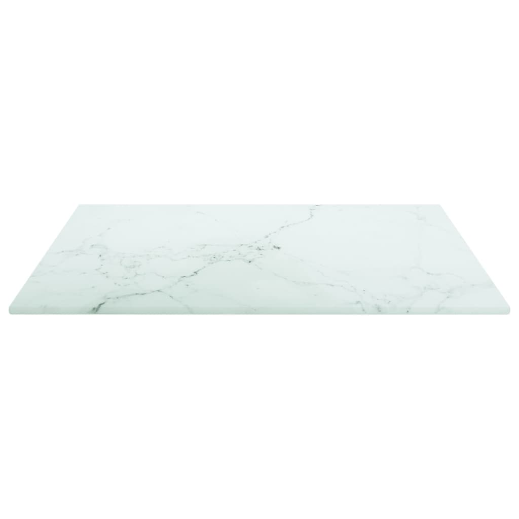 vidaXL Tampo mesa 40x40 cm 6 mm vidro temperado design mármore branco