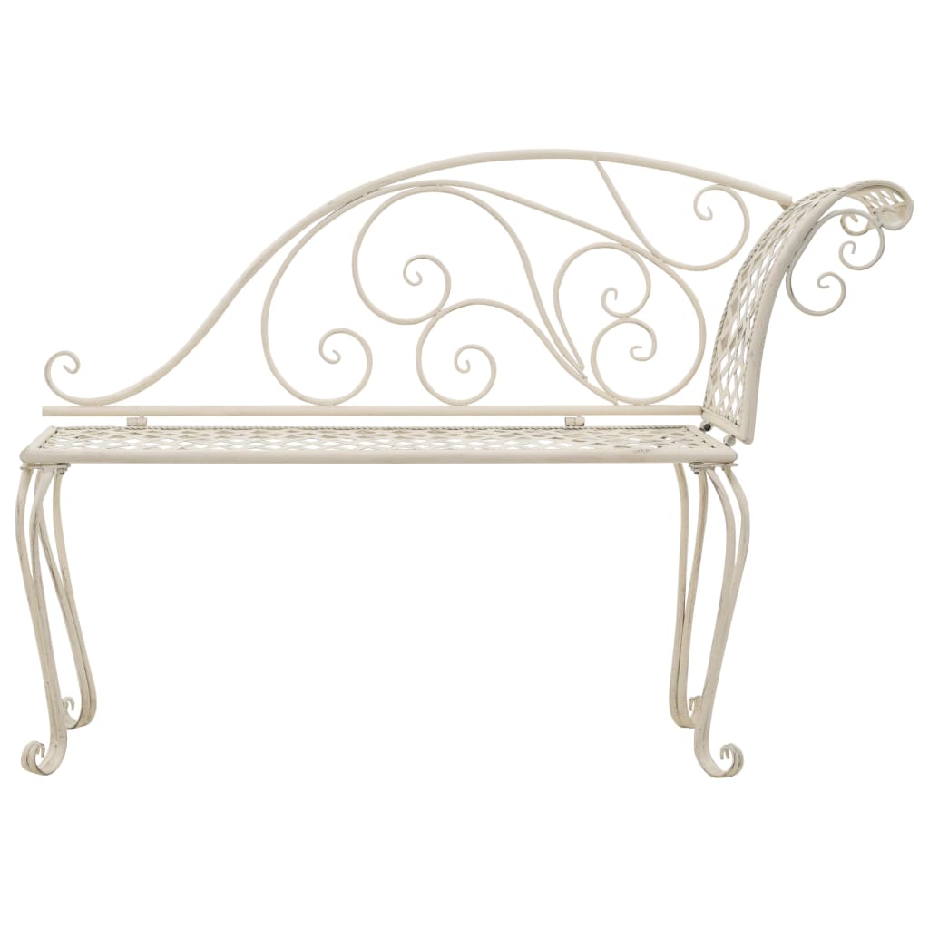 vidaXL Chaise lounge para jardim 128 cm metal antigo branco