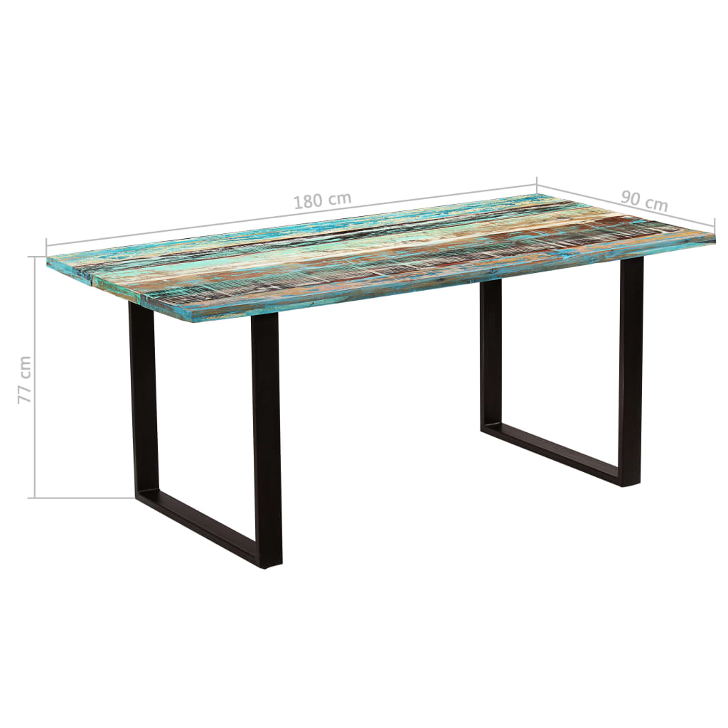 vidaXL Mesa de jantar em madeira recuperada maciça 180x90x77 cm