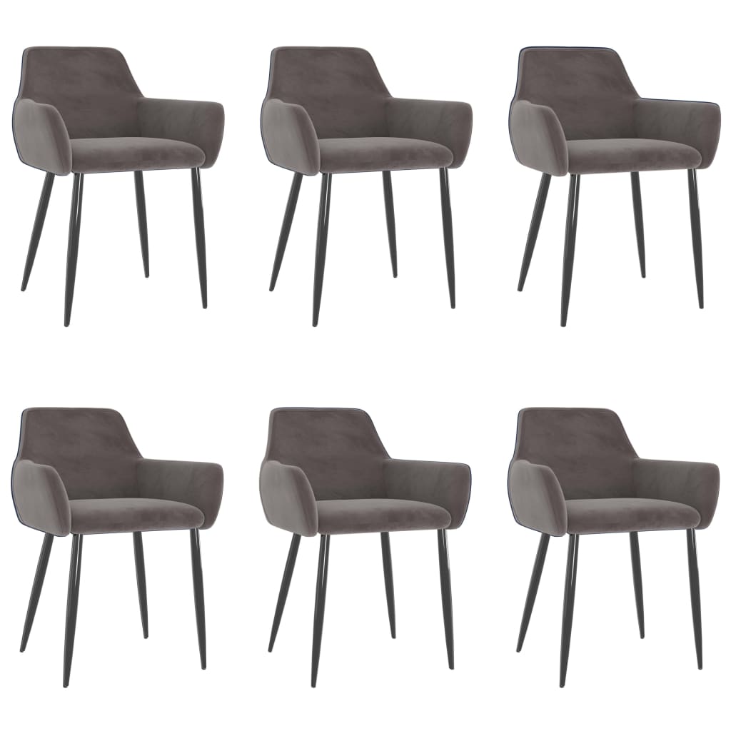 vidaXL Cadeiras de jantar 6 pcs veludo cinzento-claro
