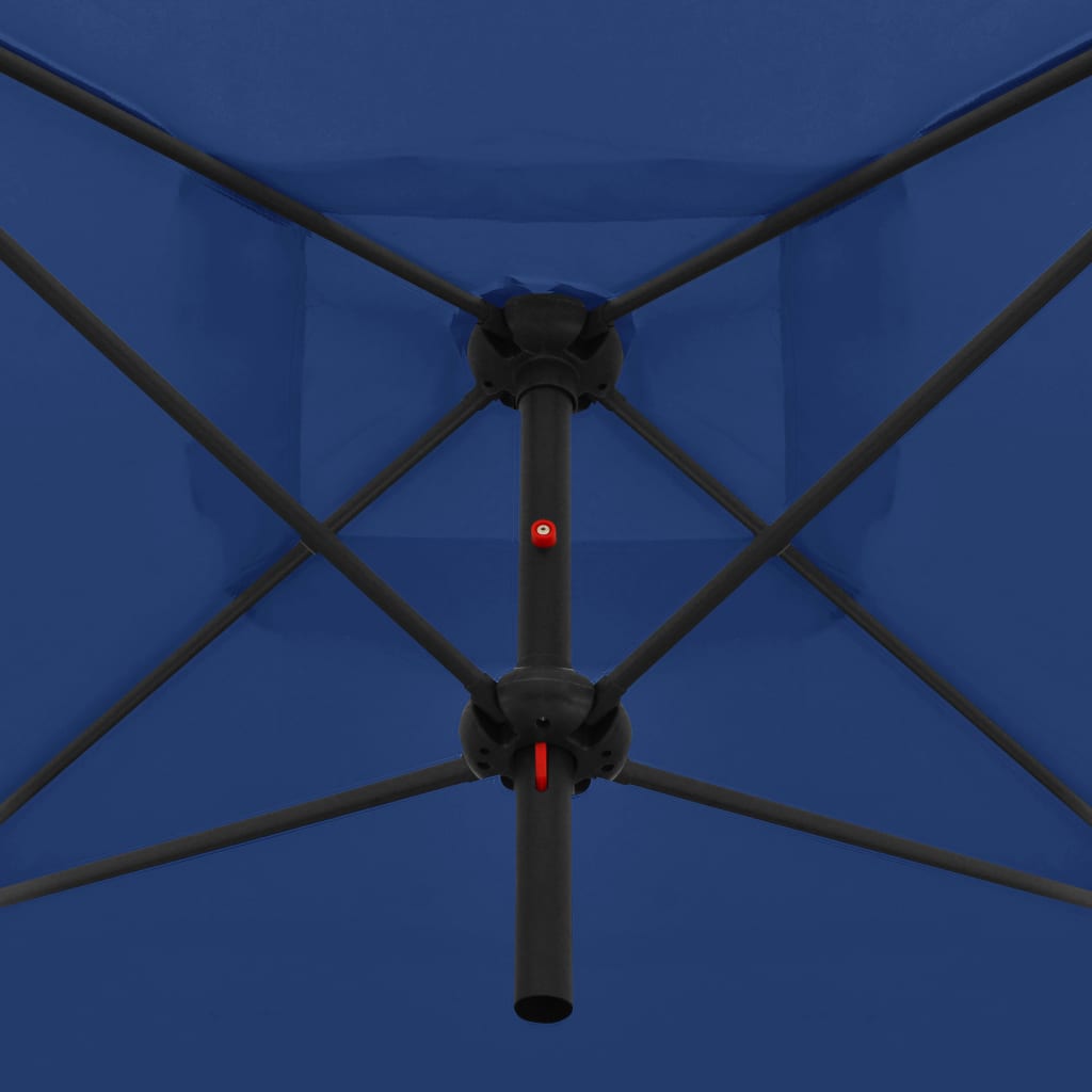 vidaXL Guarda-sol duplo com mastro de aço 250x250 cm azul-ciano