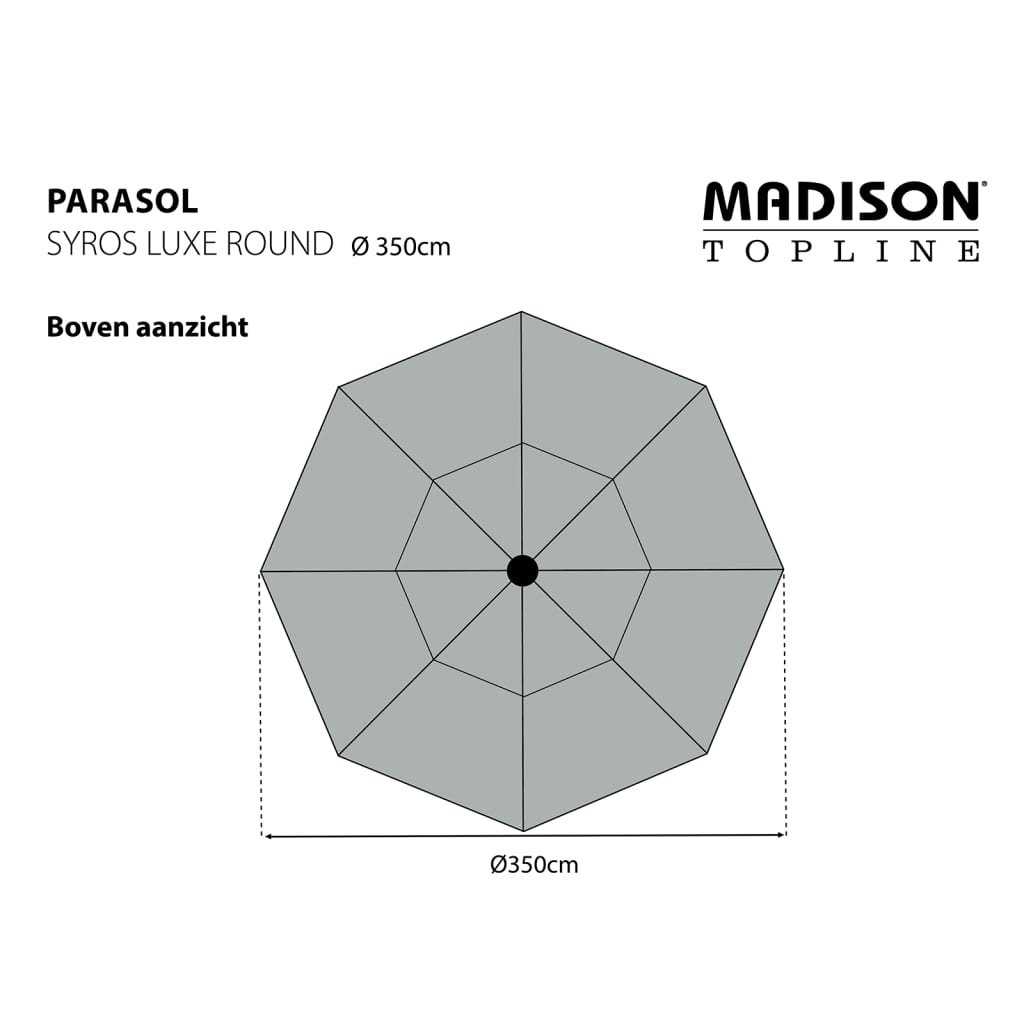 Madison Guarda-sol Syros Luxe 350 cm redondo cinzento
