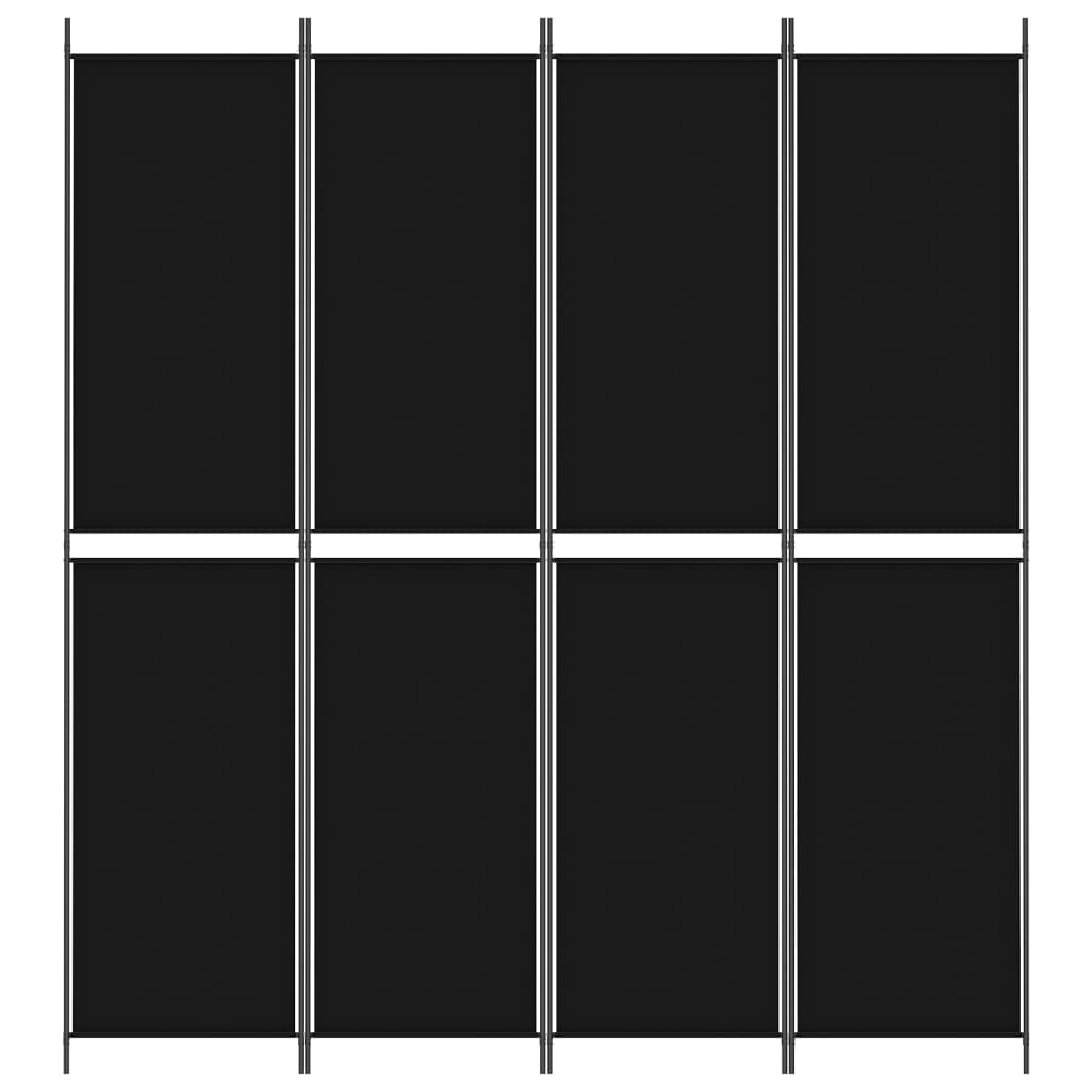 vidaXL Biombo/divisória com 4 painéis 200x220 cm tecido preto