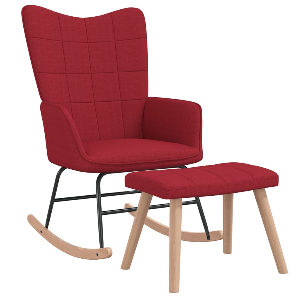 vidaXL Cadeira de baloiço com banco tecido vermelho tinto