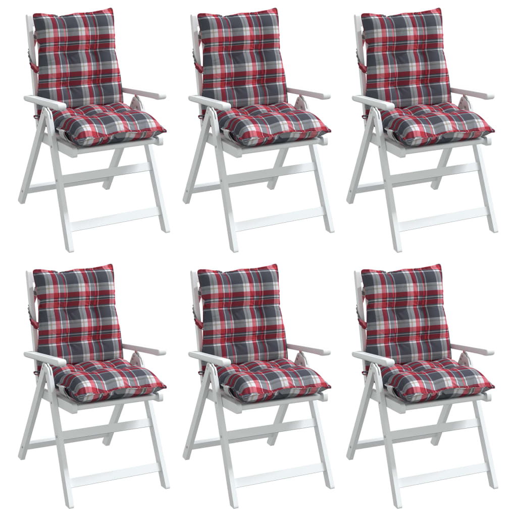 vidaXL Almofadões cadeira encosto baixo 6 pcs oxford xadrez vermelho