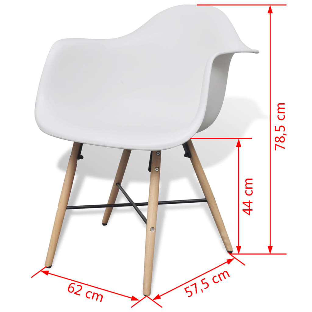 vidaXL Cadeiras de jantar 2 pcs plástico branco e madeira de faia