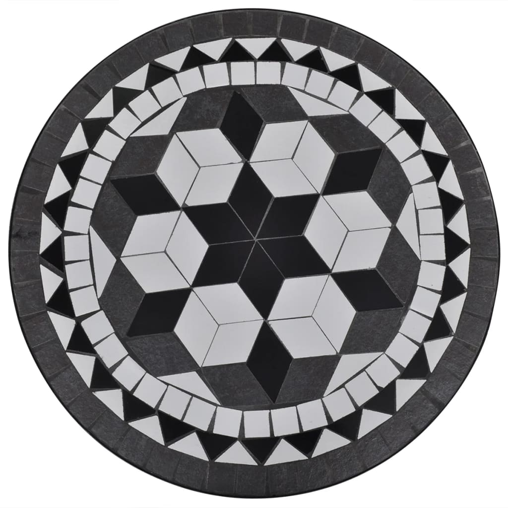 vidaXL Mesa de bistrô 60 cm mosaico preto e branco