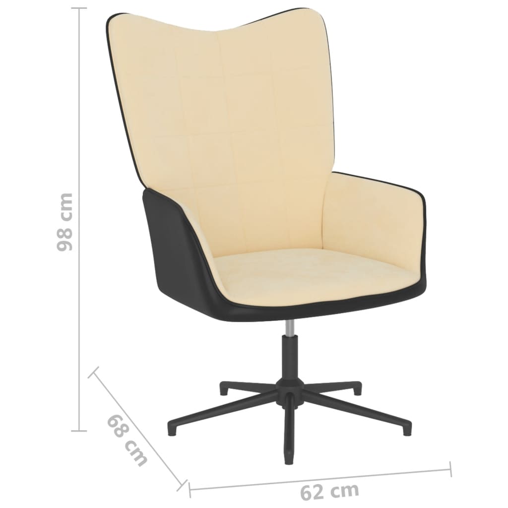 vidaXL Cadeira de descanso PVC e veludo branco nata