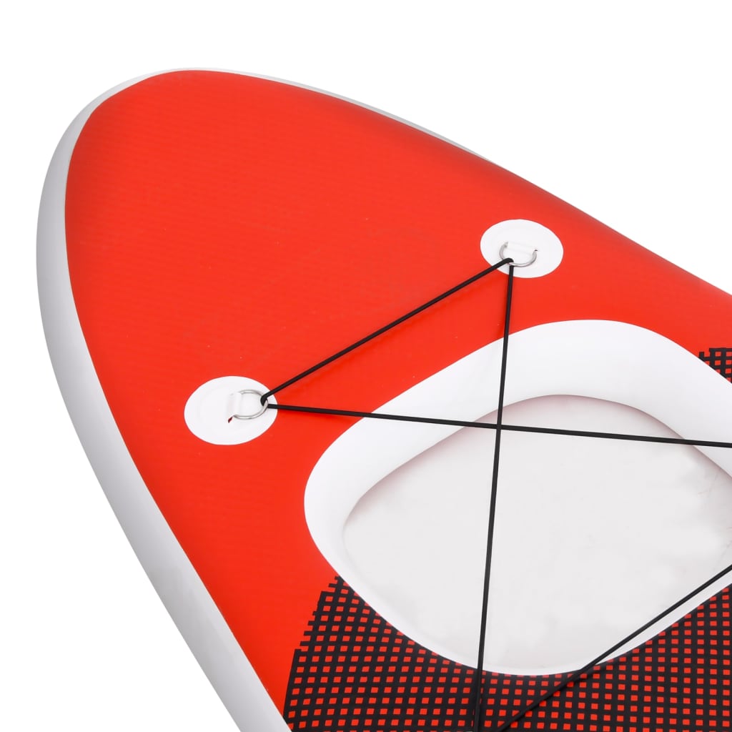 vidaXL Conjunto prancha de paddle SUP insuflável 360x81x10 cm vermelho