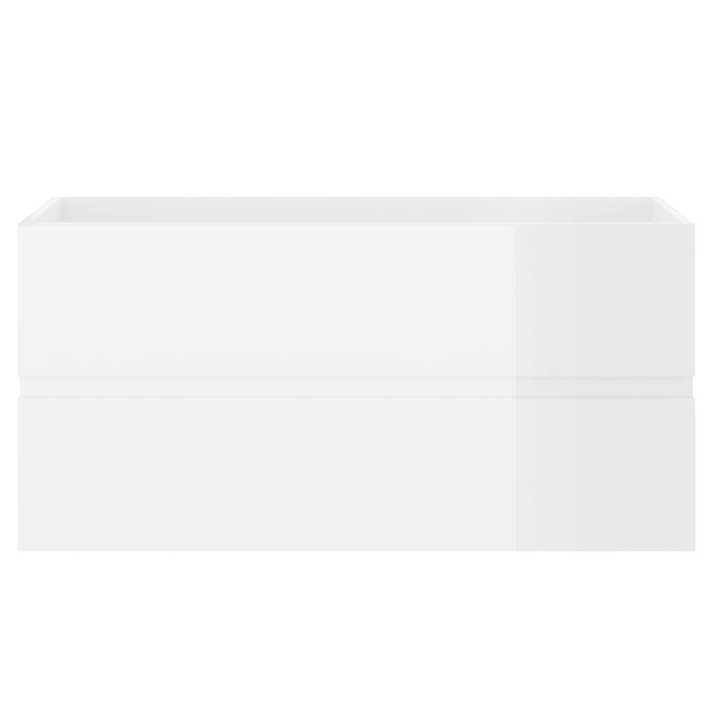 vidaXL Armário lavatório 90x38,5x45 cm contraplacado branco brilhante