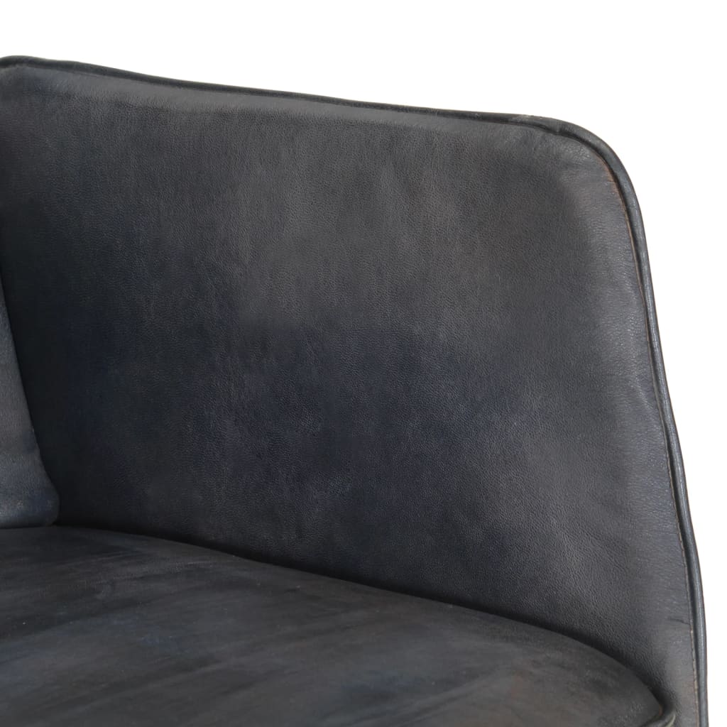 vidaXL Cadeira de baloiço com apoio de pés couro genuíno cinzento