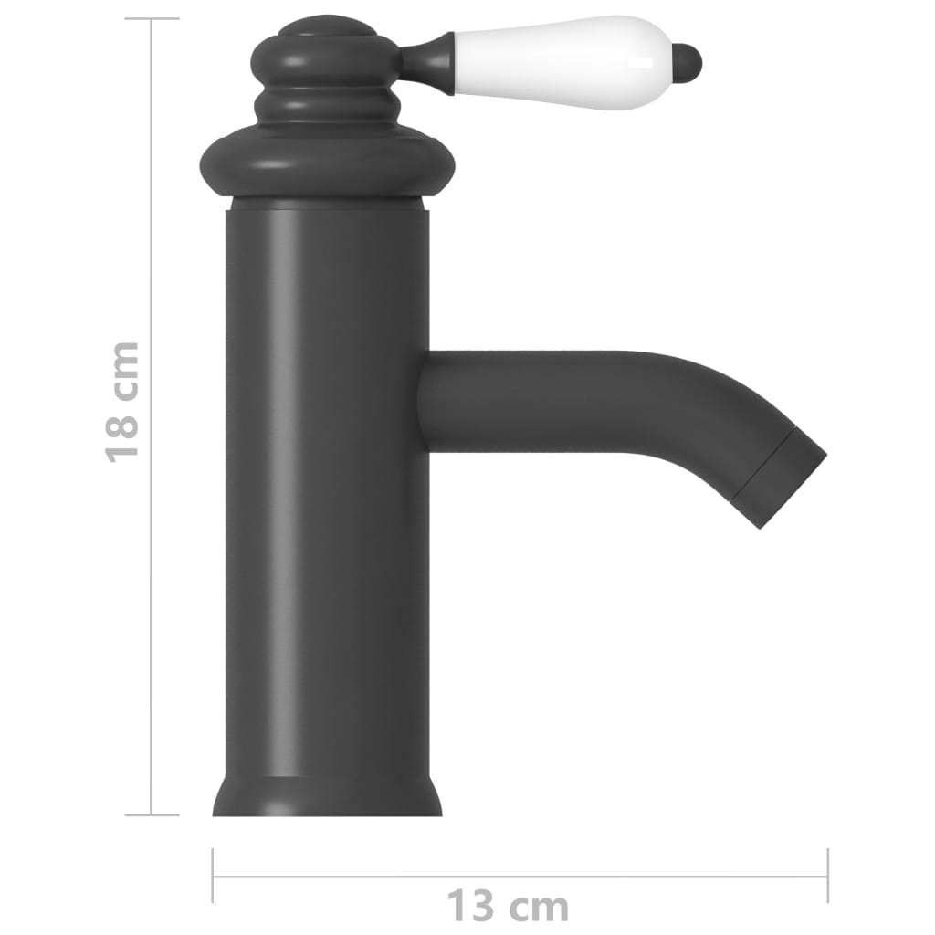 vidaXL Torneira para lavatório de casa de banho 130x180 mm cinzento