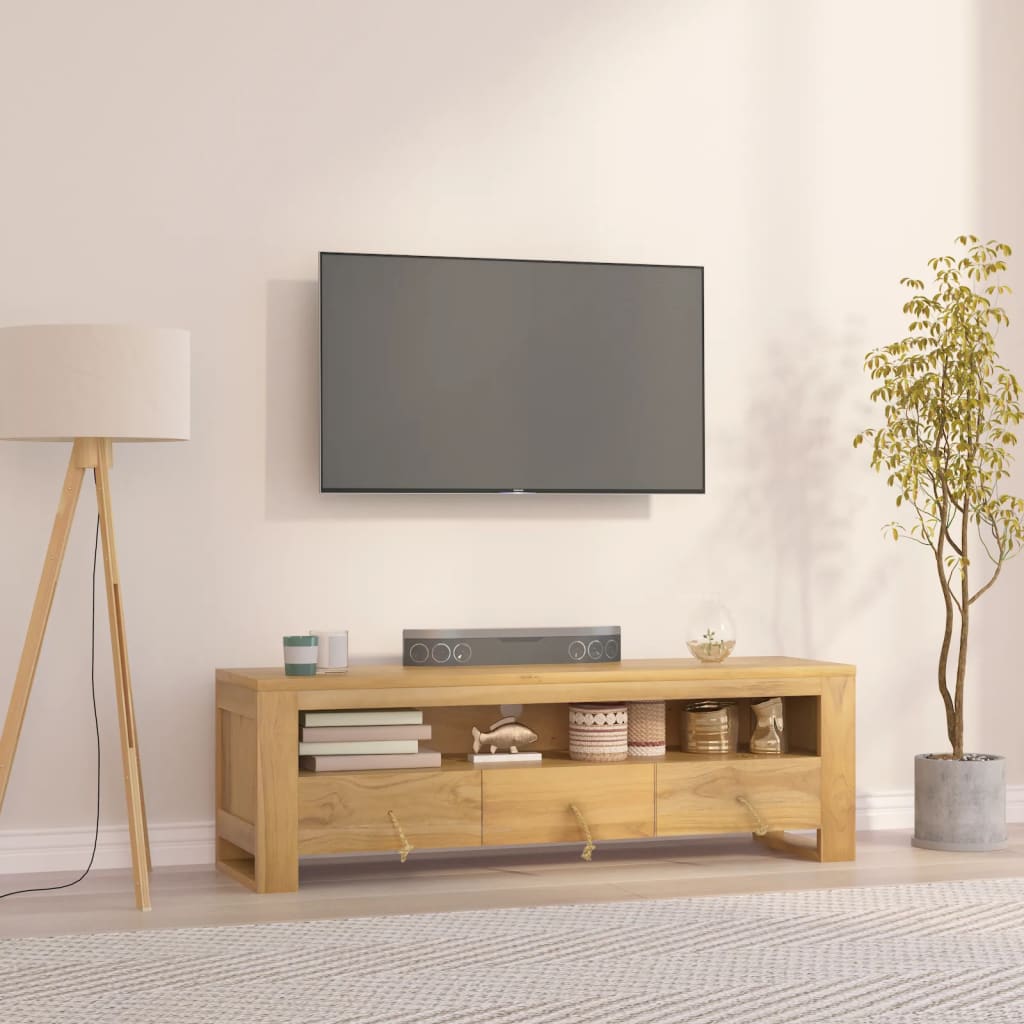 vidaXL Móvel de TV 110x30x35 cm madeira de teca maciça