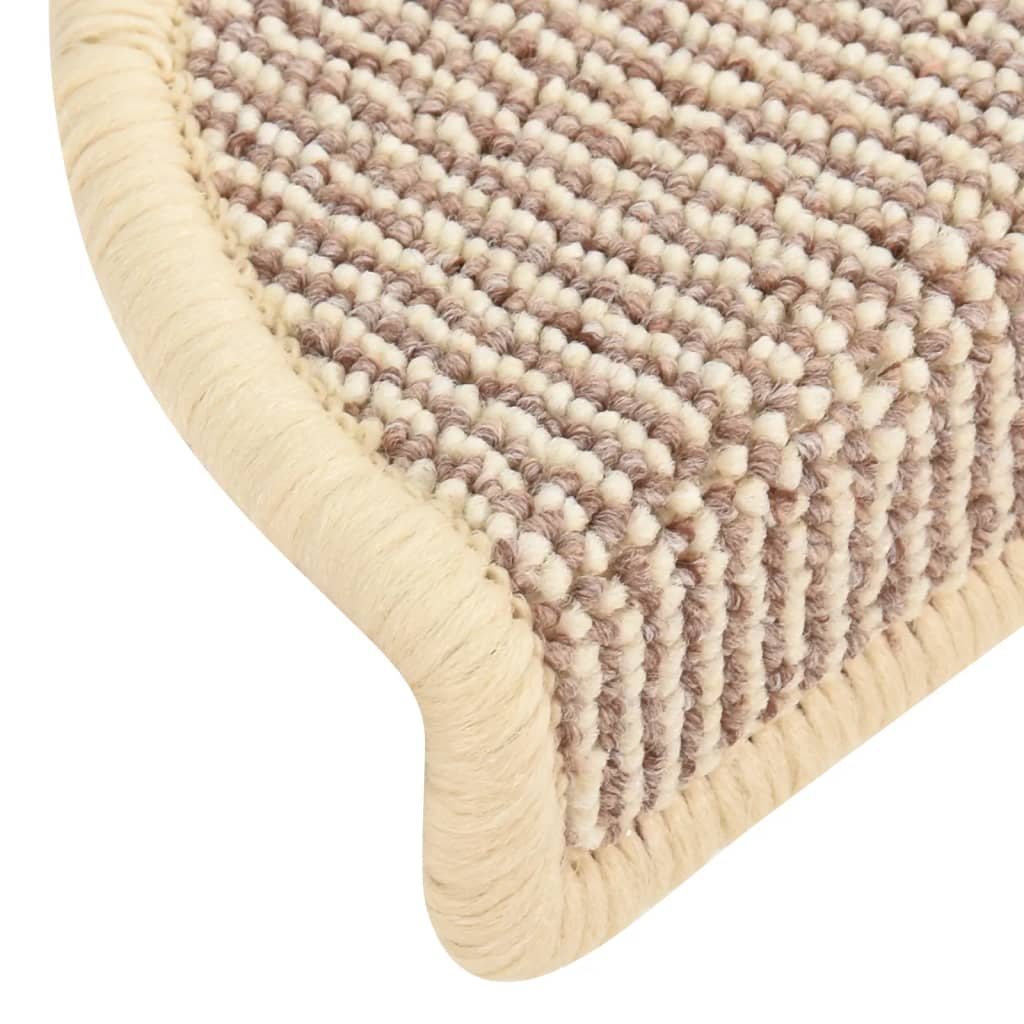 vidaXL Tapete/carpete para degraus 15 pcs 56x17x3 cm branco e castanho