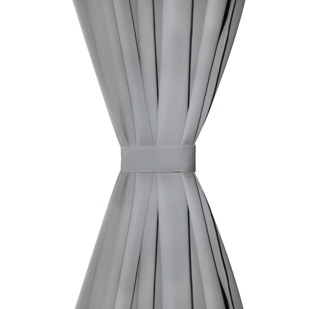 vidaXL Cortinas de cetim com presilhas 2 pcs 140x225 cm cinzento