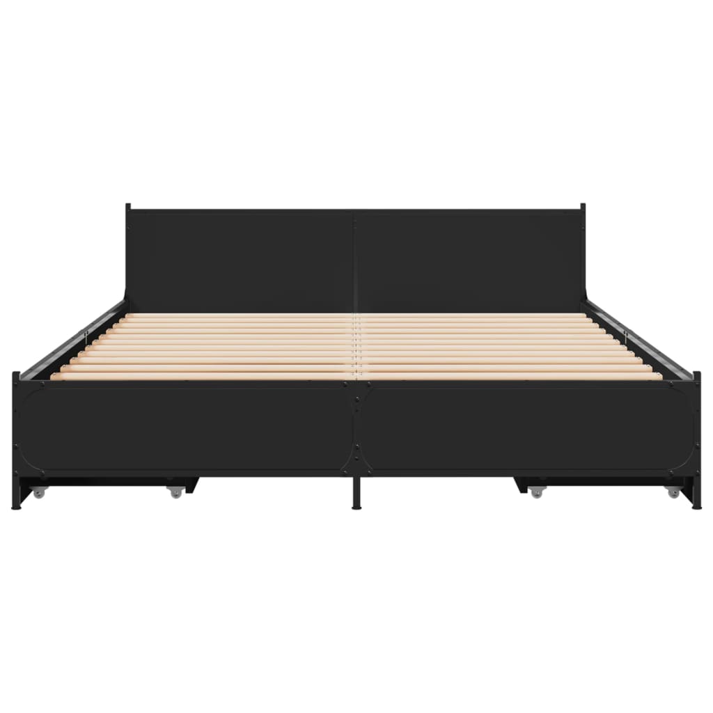 vidaXL Estrutura de cama c/ gavetas 120x200 cm derivados madeira preto