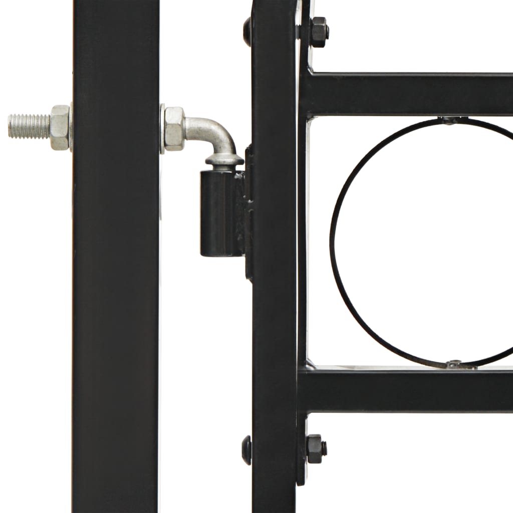 vidaXL Portão p/ cerca porta dupla e topo arqueado 300x175cm aço preto