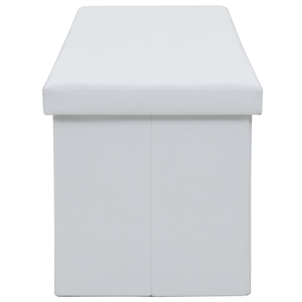 vidaXL Banco de arrumação dobrável couro artificial 150x38x38 cm branco