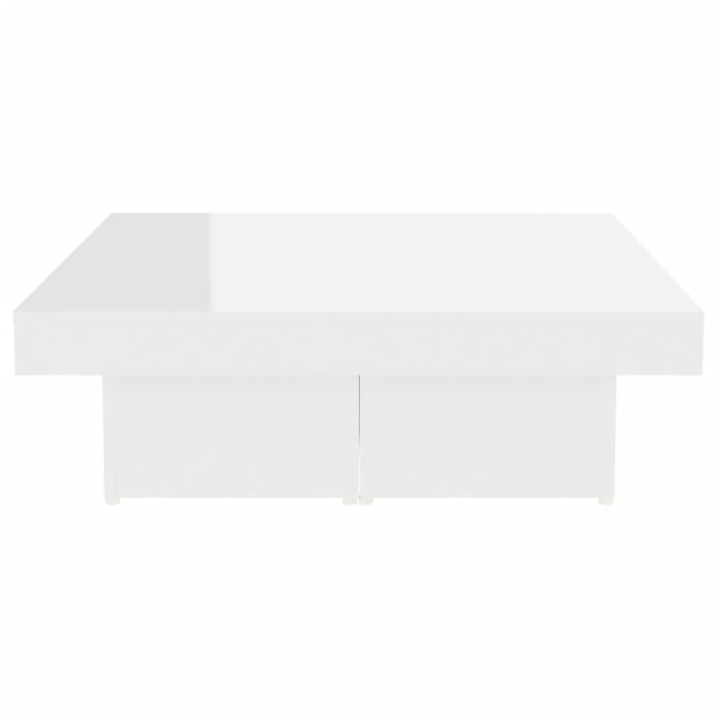vidaXL Mesa de centro 90x90x28 cm contraplacado branco brilhante