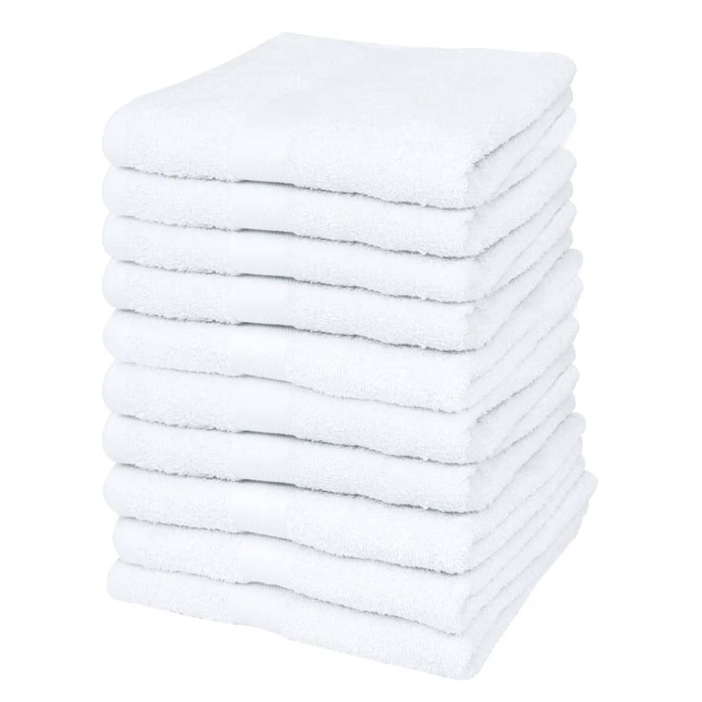 vidaXL Conjunto toalhas hóspedes 10 pcs algodão 500 g. 30x50 cm branco