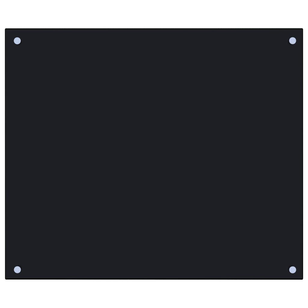 vidaXL Painel anti-salpicos de cozinha 70x60 cm vidro temperado preto