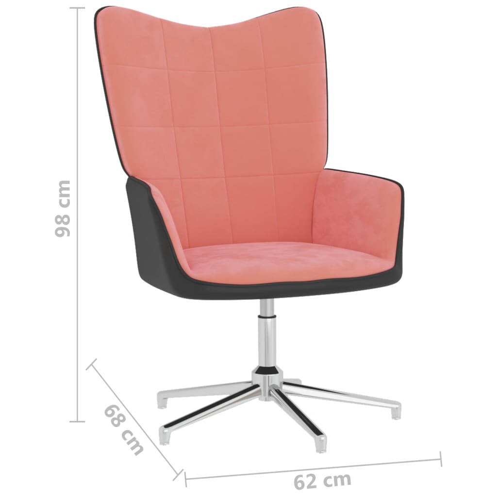 vidaXL Cadeira de descanso PVC e veludo rosa
