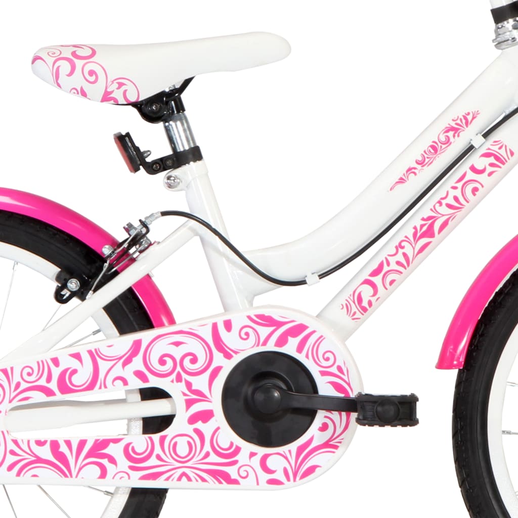 vidaXL Bicicleta de criança roda 18" rosa e branco